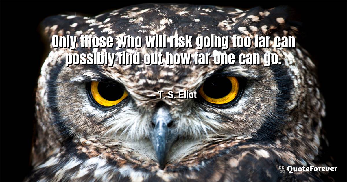 Only those who will risk going too far can ...